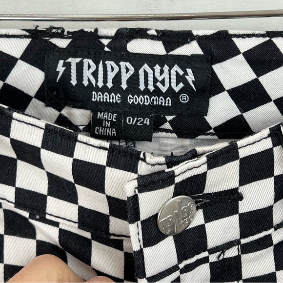 TRIPP NYC DAANE GOODMAN T-Back Checkerboard Women’s Size 24 Skinny Jeans - Picture 6 of 12
